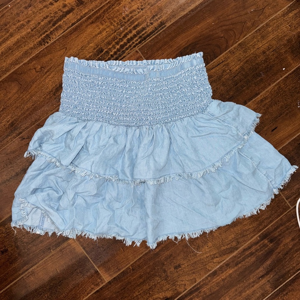 Aerie Light Blue Tiered Mini Skirt